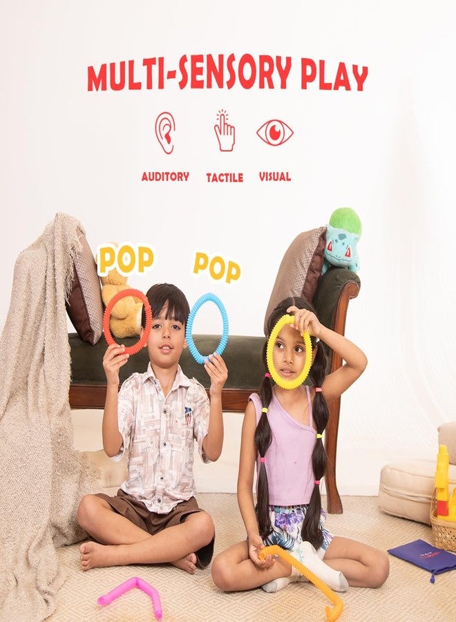 ألعاب أبيليز بوب تيوبز الحسية، أنابيب متعددة الألوان تصدر صوت طقطقة، لتنمية مهارات العلوم والتكنولوجيا والهندسة والرياضيات والمهارات الحركية | مجموعة من 5 قطع | صغير (14 سم) - Image 4